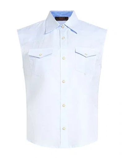 Moorer Woman Shirt Sky Blue Size 4 Linen, Paper