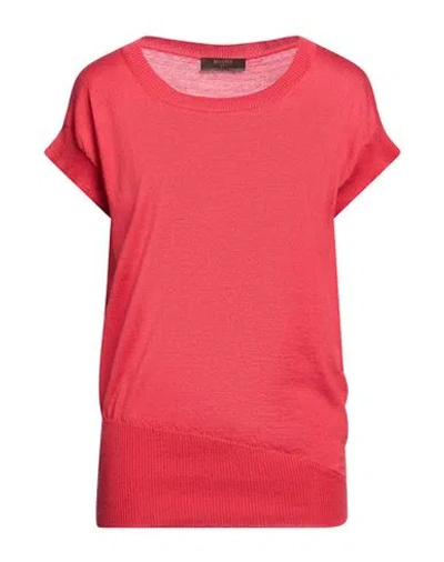 Moorer Woman Sweater Brick Size 10 Wool, Silk, Cashmere In Red