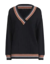 Moorer Woman Sweater Midnight Blue Size 6 Cotton, Cashmere, Silk In Blue