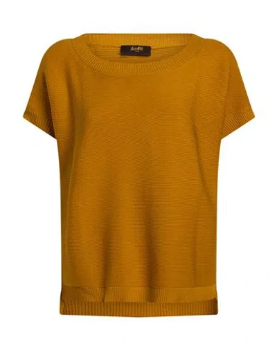 Moorer Woman Sweater Mustard Size 6 Silk, Cotton In Brown