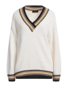 Moorer Woman Sweater White Size 8 Cotton, Cashmere, Silk