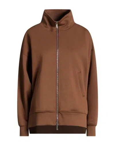 Moorer Woman Sweatshirt Brown Size 2 Cotton, Polyester, Elastane
