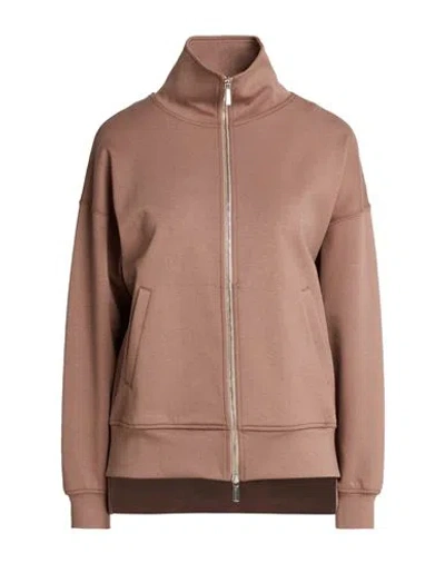Moorer Woman Sweatshirt Light Brown Size 4 Cotton, Polyester, Elastane