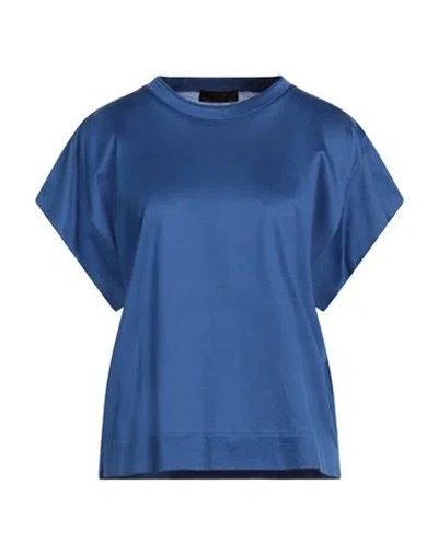 Moorer Woman T-shirt Blue Size 8 Cotton In Blue