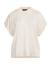 Moorer Woman T-shirt Ivory Size 6 Cotton In White