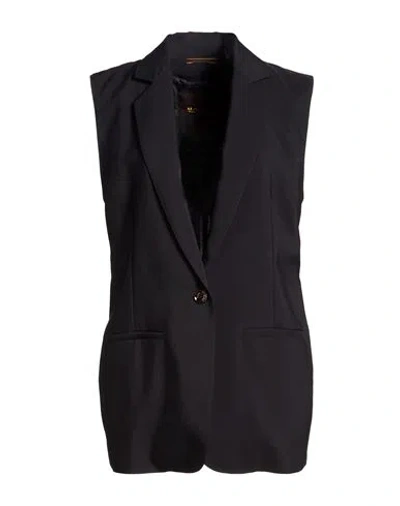Moorer Woman Tailored Vest Midnight Blue Size 10 Viscose In Black