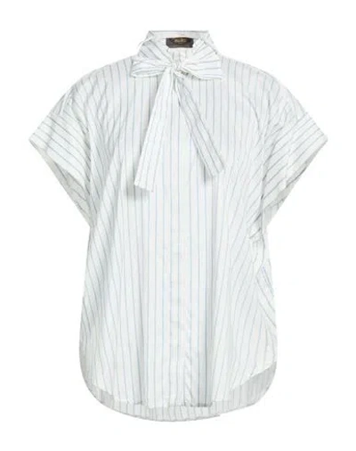 Moorer Woman Top Sky Blue Size 4 Cotton, Silk In White
