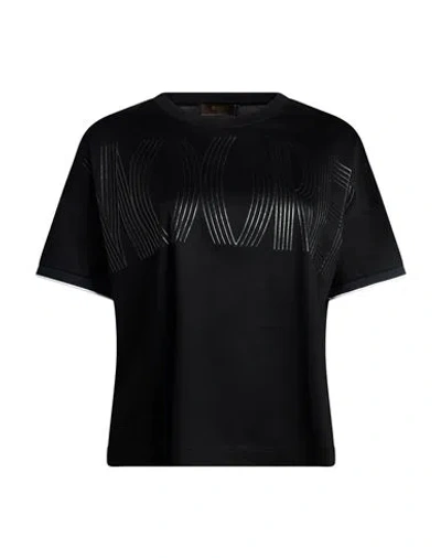 Moorer Woman T-shirt Black Size 12 Cotton In Multi