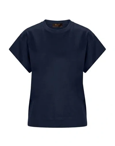 Moorer Woman T-shirt Navy Size 8 Cotton In Blue