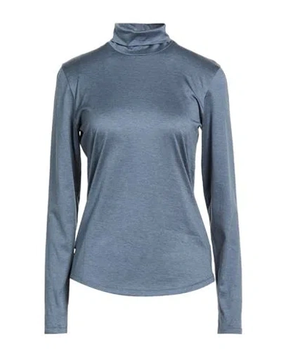 Moorer Woman T-shirt Slate Blue Size 4 Silk, Cotton