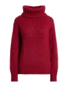 Moorer Woman Turtleneck Brick Size 10 Cashmere, Silk In Red