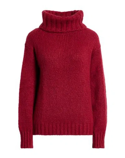Moorer Woman Turtleneck Brick Size 10 Cashmere, Silk In Red