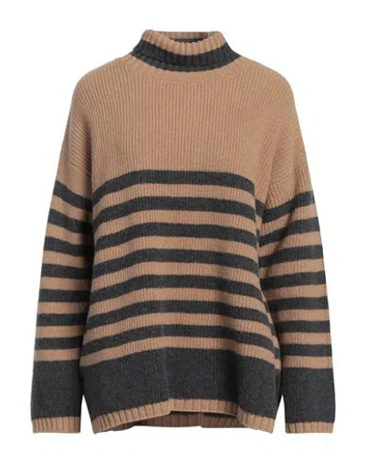 Moorer Woman Turtleneck Camel Size 4 Virgin Wool, Silk, Cashmere