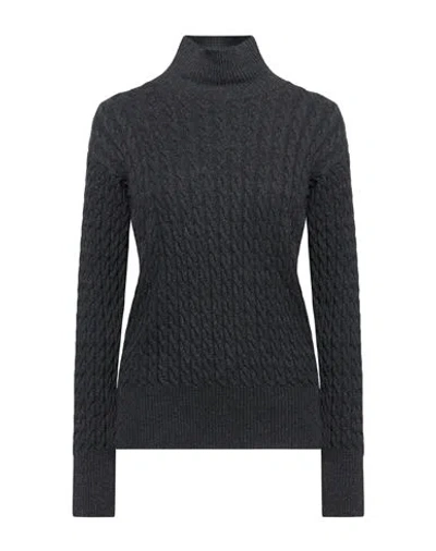 Moorer Woman Turtleneck Charcoal Size 6 Cashmere In Gray