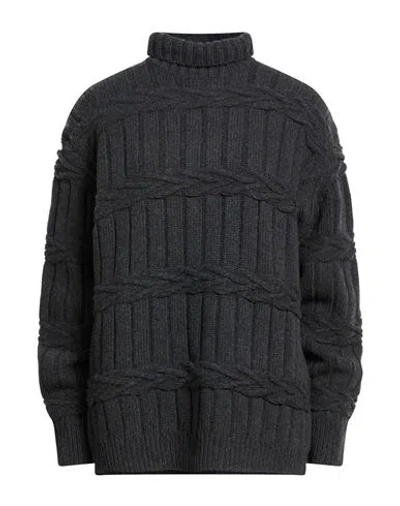 Moorer Woman Turtleneck Charcoal Size 8 Virgin Wool, Cashmere In Gray