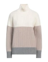 Moorer Woman Turtleneck Cream Size 8 Virgin Wool, Viscose, Cashmere