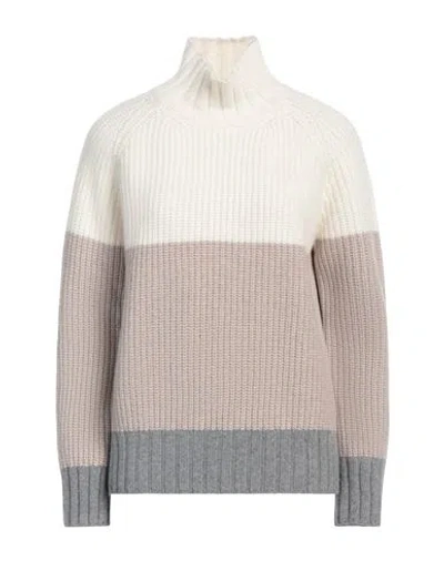 Moorer Woman Turtleneck Cream Size 8 Virgin Wool, Viscose, Cashmere
