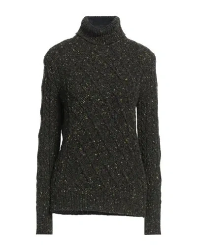 Moorer Woman Turtleneck Dark Green Size 4 Wool, Cashmere, Polyester