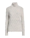 Moorer Woman Turtleneck Light Grey Size 6 Wool, Cashmere, Polyester