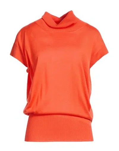 Moorer Woman Turtleneck Rust Size 6 Wool, Silk, Cashmere In Orange