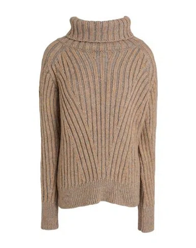 Moorer Woman Turtleneck Sand Size 4 Acrylic, Mohair Wool, Polyamide, Polyester In Brown