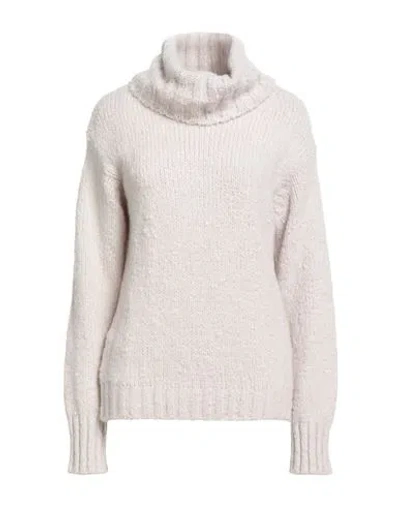 Moorer Woman Turtleneck Taupe Size 4 Cashmere, Silk In Gray