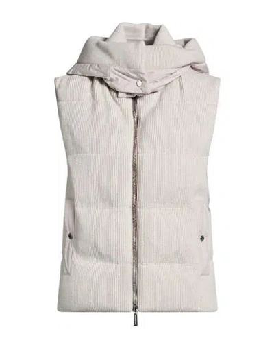 Moorer Woman Vest Beige Size 8 Polyester, Virgin Wool In Gray