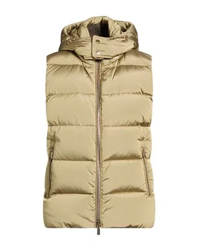 Moorer Woman Vest Khaki Size 12 Silk, Polyamide In Beige