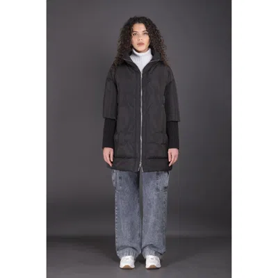 Moorer Women's Black Quilted Oversized Jacket