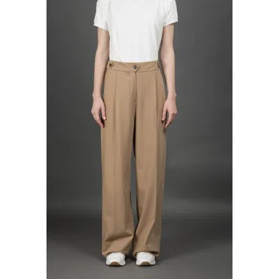 Moorer Women's Light Brown Wide Trousers In ["brown"]