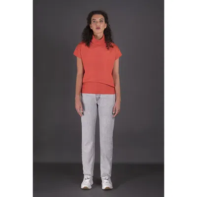 Moorer Women's Orange Short Sleeve Sweater In ["orange"]