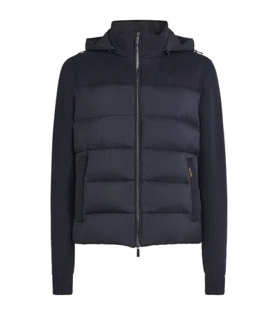 Moorer Wool-cashmere-blend Hybrid Puffer Jacket In Blue