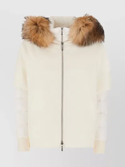 MOORER WOOL COAT WITH DETACHABLE HOOD AND FUR TRIM