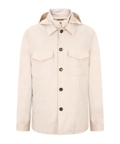 Moorer Wool Hooded Short Jacket In Pink