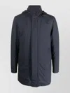 Moorer Wool Parka With High Neck And Side Pockets In Blue