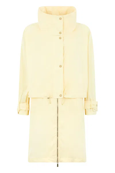 Moorer Yellow Technical Coat With Adjustable Belt In Pink