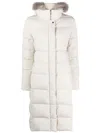 Moorer Zagara Long Down Jacket With Hood And Fur In White
