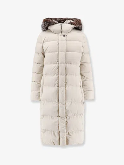 Moorer Zagar-kn Water-repellent Stretch Fabric Long Down Coat In Beige