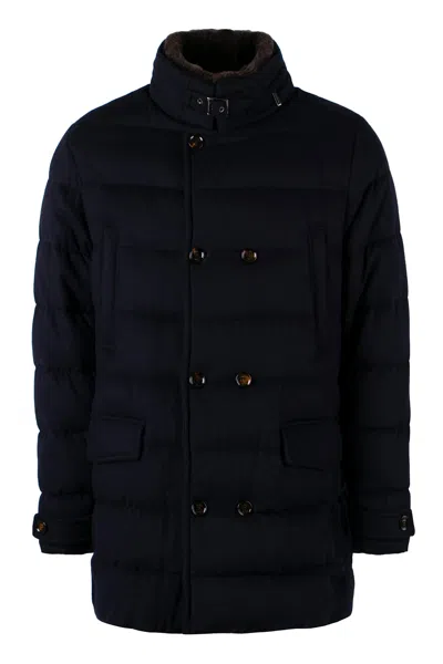 Moorer Zarbo Wool And Cashmere Padded Parka In Blue