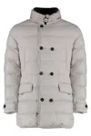 Moorer Zarbo Zip And Button Fastening Down Jacket In Gray