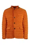 Moorer Zavyer Leather Padded Jacket In Orange