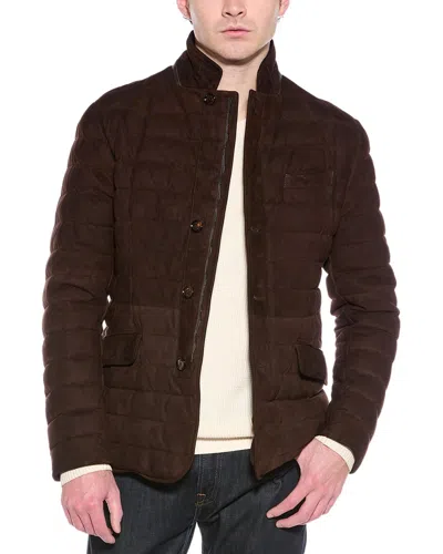 Moorer Zavyer Suede Down Jacket In Brown