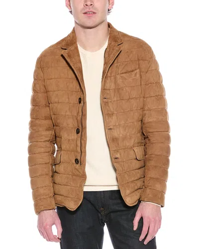 Moorer Zavyer Suede Down Jacket In Brown