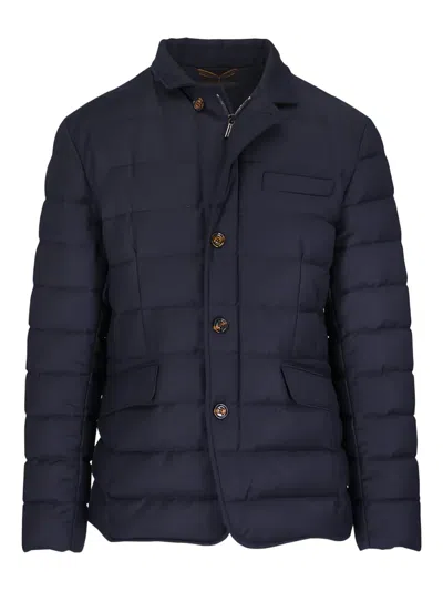 Moorer Zayn-l Button Quilted Jacket In Blue