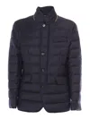 Moorer Padded And Quilted Jacket With Lined Collar In Blue