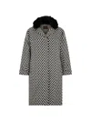 Moorer Zigzag-pattern Fur-collar Coat In Black