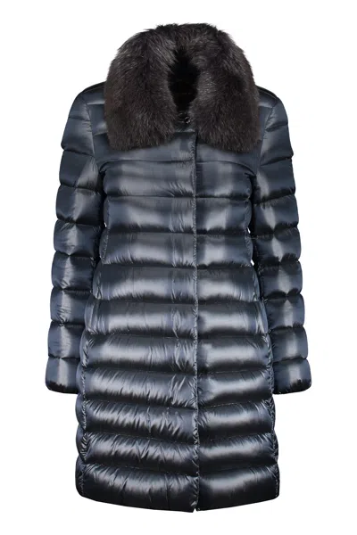 Moorer Zip And Snap Button Fastening Down Jacket In Blue