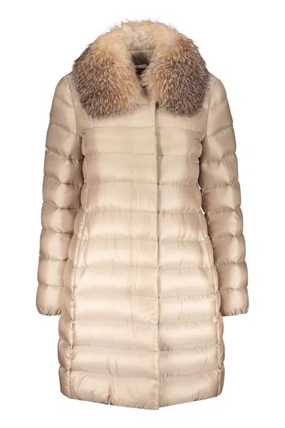 Moorer Zip And Snap Button Fastening Down Jacket In Neutrals