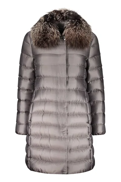 Moorer Zip And Snap Button Fastening Down Jacket In Gray