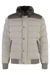 Moorer Zip And Snap Button Fastening Down Jacket In Gray